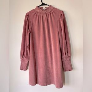 Dusty Pink Velvet Long Sleeve Dress